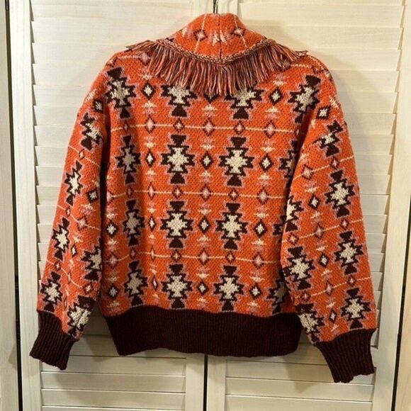 Sweater Jacket Large Grace + Karma Aztec Fringe Print - Picture 4 of 9